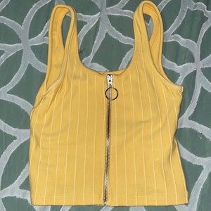 Yellow zipper crop top